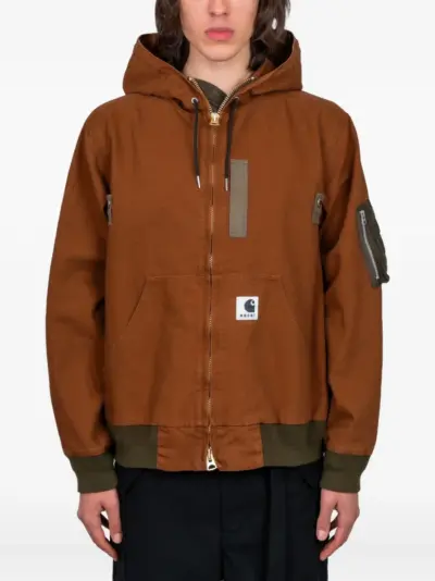 sacai x Carhartt WIP Washed Duck hooded jacket - Brown