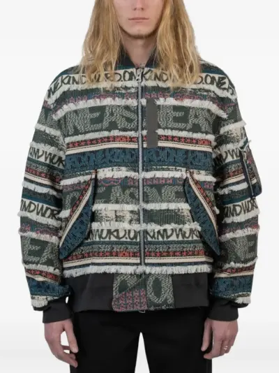sacai x Eric Haze jacquard-pattern bomber jacket - Blue