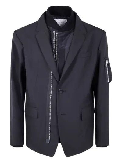 sacai zip-detail two-button jacket - Black