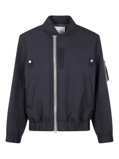 sacai zip-fastening pocket bomber jacket - Black