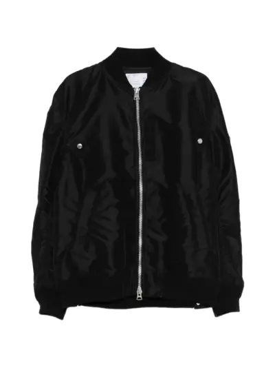 sacai zip-up bomber jacket - Black