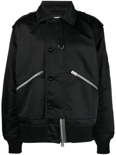 sacai zip-up cotton-blend bomber jacket - Black