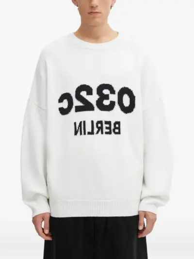 032c graphic-print crew-neck sweater - White