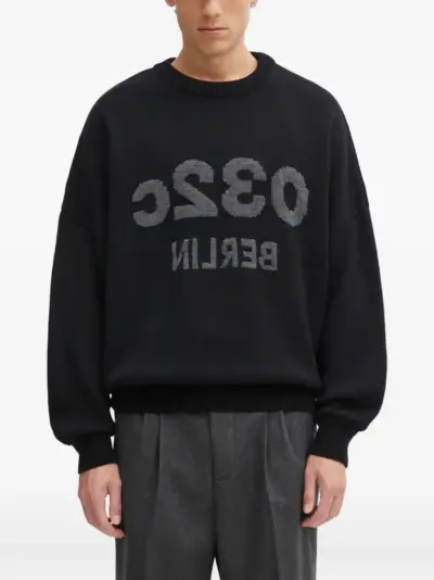 032c logo-detail sweater - Black