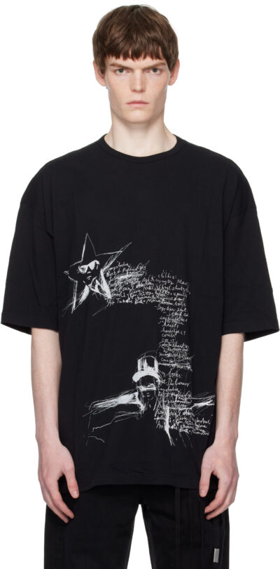 Ann Demeulemeester Black Dieter Sketchbook High Comfort T-Shirt