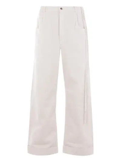 Ann Demeulemeester button-fastening tie-detail jeans - Neutrals