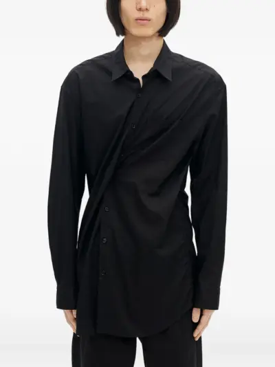 Ann Demeulemeester draped cotton shirt - Black