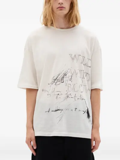 Ann Demeulemeester graphic-print T-shirt - Neutrals
