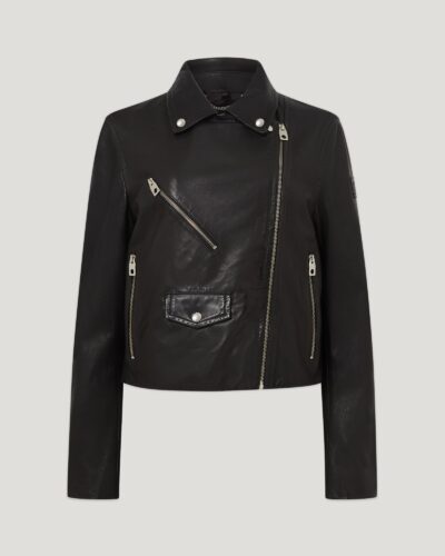 Belstaff Sienna Biker Jacket Women's Lamb Nappa Black Size UK 16