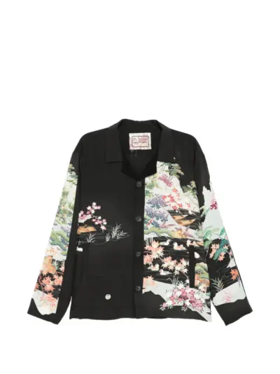By Walid Chinese Repatch Rain jacket - Black