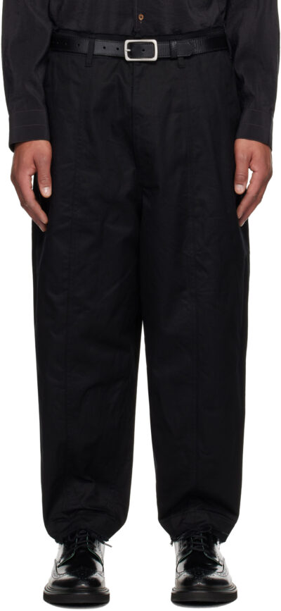 Comme des Garçons Homme Black Cotton Twill Garment Treated Trousers