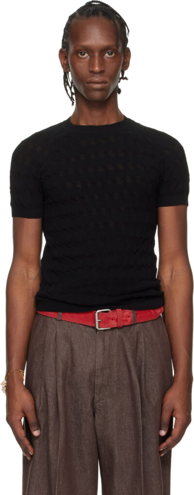 Dries Van Noten Black Jacquard Sweater