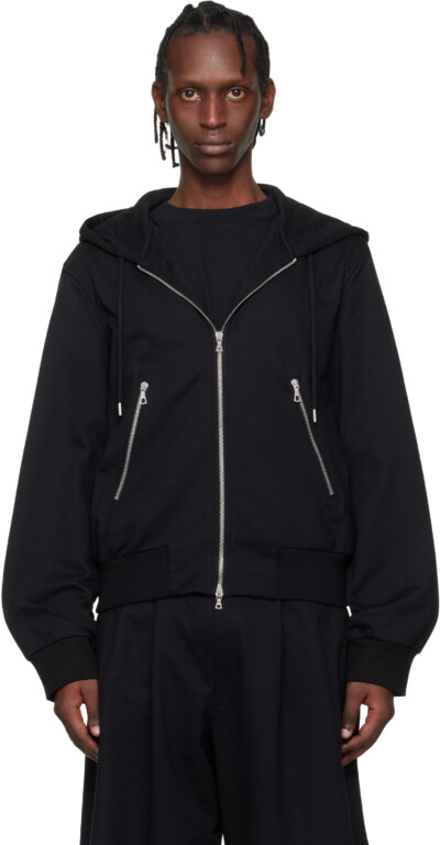 Dries Van Noten Black Loose Zipped Hoodie