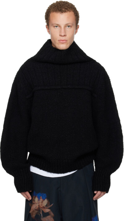 Dries Van Noten Black Wool Turtleneck