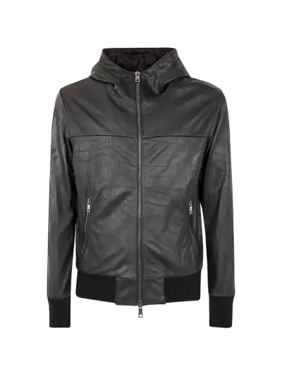 Giorgio Brato hooded leather jacket - Black