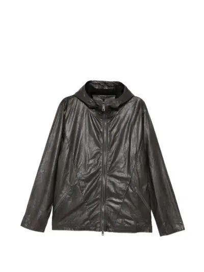 Giorgio Brato leather hooded jacket - Black