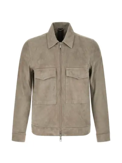 Giorgio Brato pointed-collar suede jacket - Neutrals