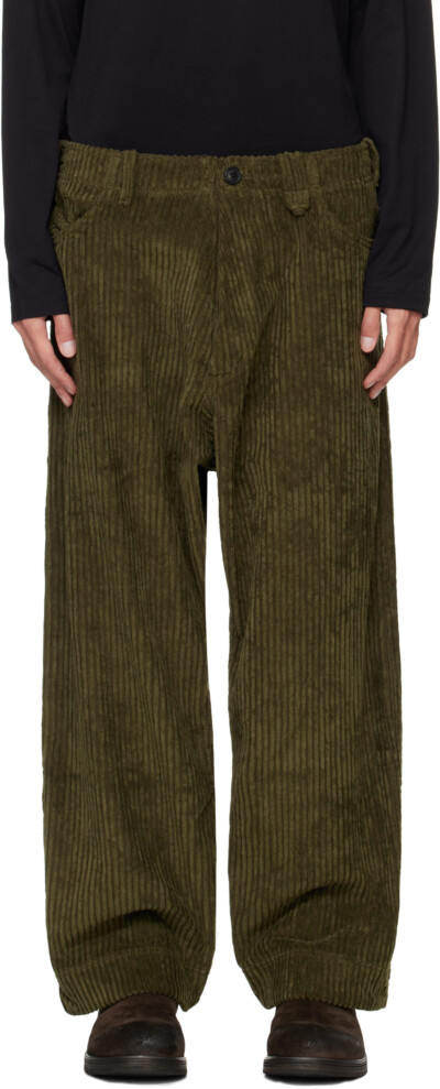 Jan-Jan Van Essche Green O-Project Wide Wale Corduroy Trousers
