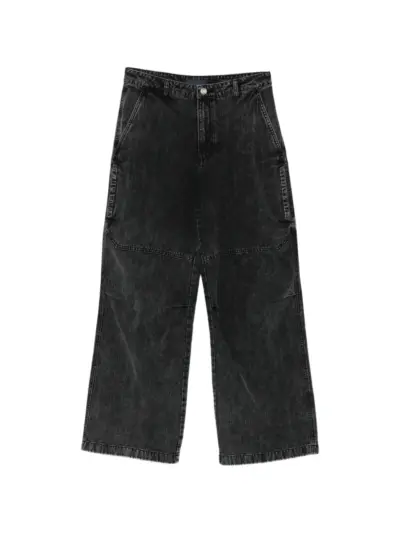 Juun.J washed denim panelled jeans - Black