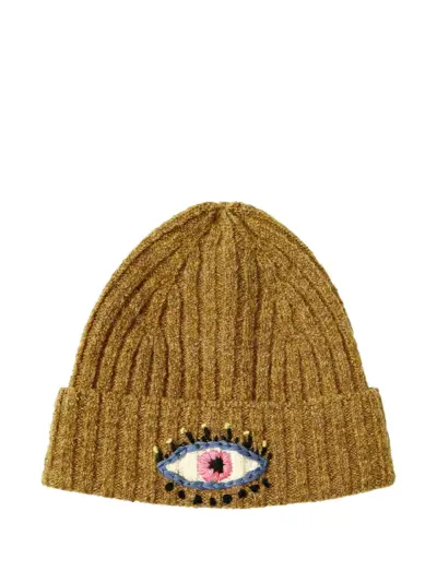 KAPITAL embroidered-eye knit beanie hat - Yellow