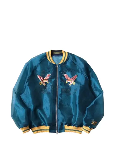 KAPITAL embroidered sheer bomber jacket - Blue