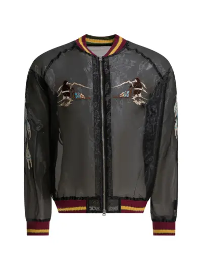 KAPITAL embroidery zip coat - Black