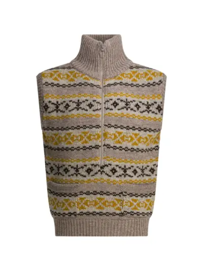 KAPITAL quarter-zip sleeveless sweater vest - Neutrals