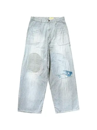 KAPITAL stripe-pattern baggy trousers - Blue