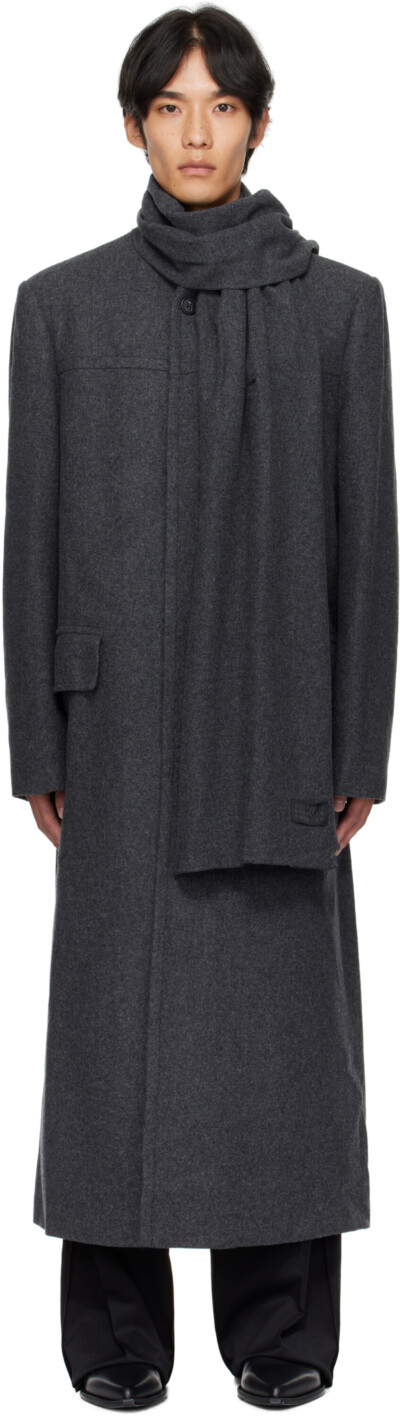 MM6 Maison Margiela Gray Felted Coat