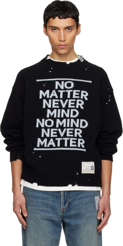 Maison MIHARA YASUHIRO Black Message Jacquard Knit Sweater