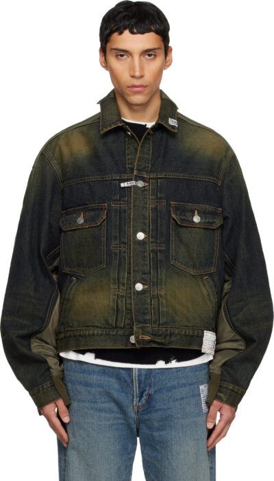 Maison MIHARA YASUHIRO Khaki & Navy Front Back Combined Denim Jacket