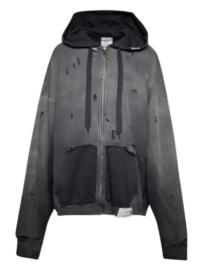 Maison MIHARA YASUHIRO distressed zip-up hoodie - Black