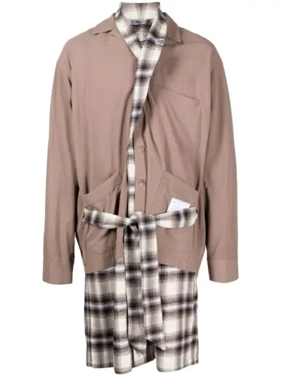 Maison MIHARA YASUHIRO layered-detail shirt coat - Brown