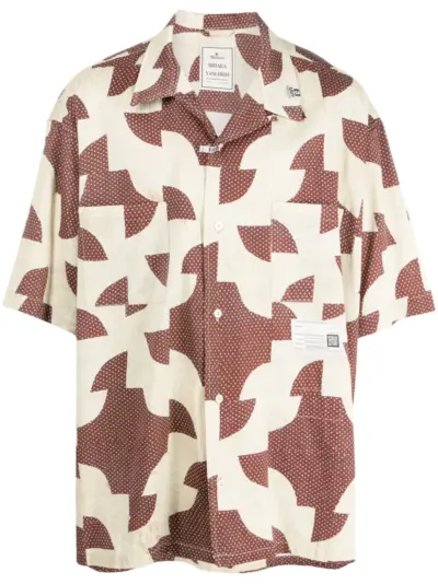 Maison MIHARA YASUHIRO patchwork-pattern cuban-collar shirt - Red