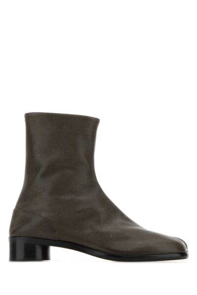 Maison Margiela Olive Green Leather Tabi Ankle Boots