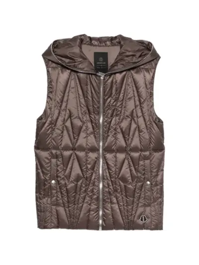 Moncler + Rick Owens hooded ziplock vest - Brown