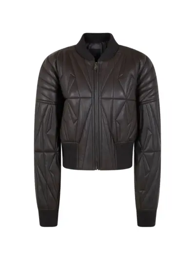Moncler + Rick Owens leather bomber jacket - Brown