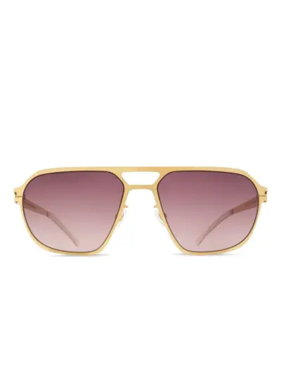 Mykita Sinclair glossy-gold geometric sunglasses