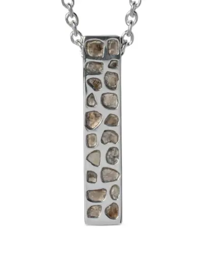 Parts of Four Cuboid Necklace (Half, Short Var., 50cm, Full Mega Pavé, PA+DIA) - Silver