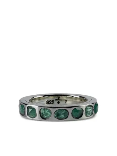 Parts of Four sterling silver Sistema emerald ring