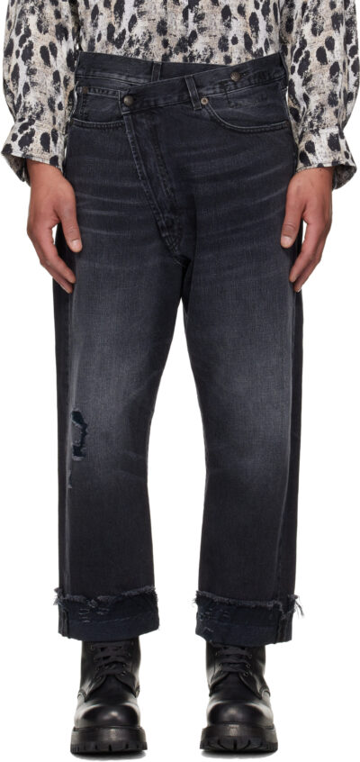 R13 Black Crossover Jeans