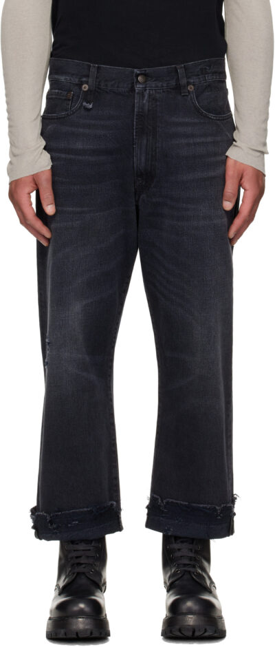 R13 Black Washed Boyfriend Jeans