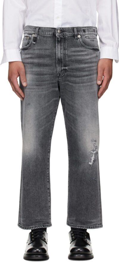 R13 Black Washed Boyfriend Jeans
