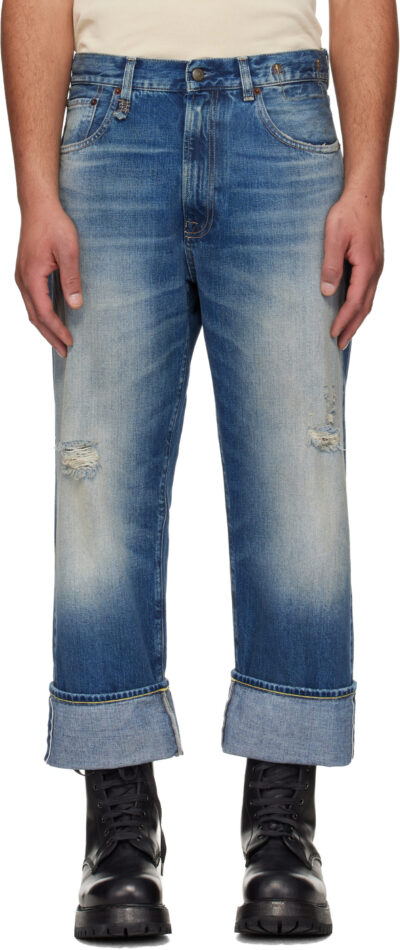 R13 Blue Cuffed X-Boyfriend Jeans
