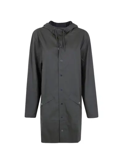 Rains Long Jacket hooded pocket coat - Green