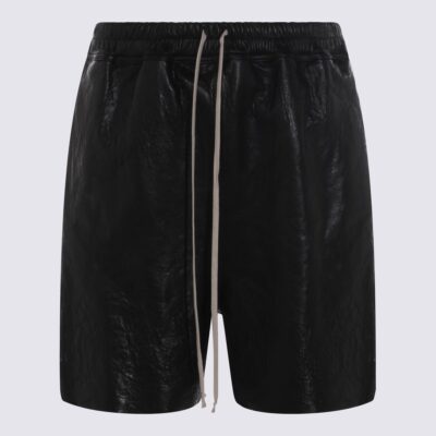 Rick Owens Black Leather Shorts