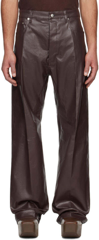 Rick Owens Brown Hollywood Coated Geth Jeans