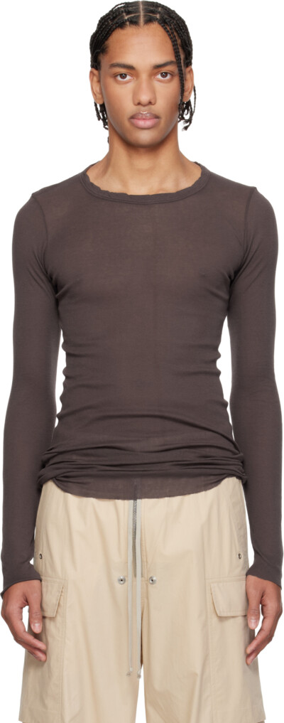 Rick Owens Brown Temple Rib LS T-shirt