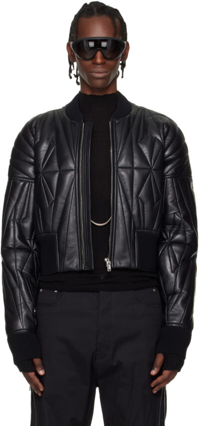 Rick Owens Moncler + Rick Owens Black Geocamo Cropped Flight Jacket