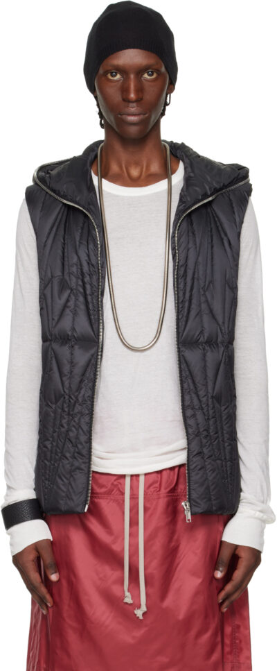 Rick Owens Moncler + Rick Owens Black Geocamo Ziplock Down Vest